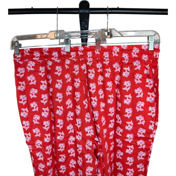 Candace Cameron Bure 1XP Floral Wide Leg Pants Stretchy Modal Spandex Red - Picture 2 of 9